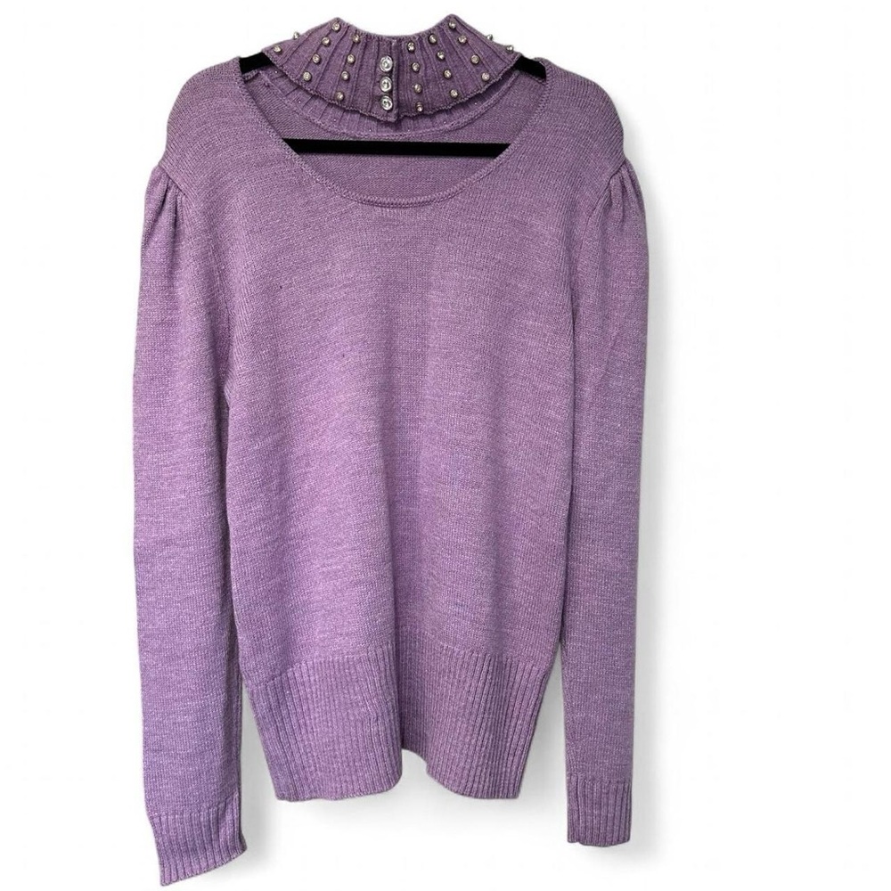 New York & Company Lavender Knit Sweater with Decorative Studs - Picture 5 of 8